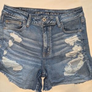 American Eagle Outfitters Blue Distressed Denim Shorts